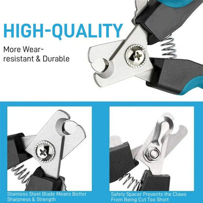 Pet Nail Clipper with Safety Lock Protection Stainless Steel Cat Dog Nail Grinder Multifunctional Pet Beauty Care Nail Supplies